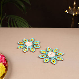 Handpainted Mirror Work Tealight Candle Holder (Set of 2) 10
