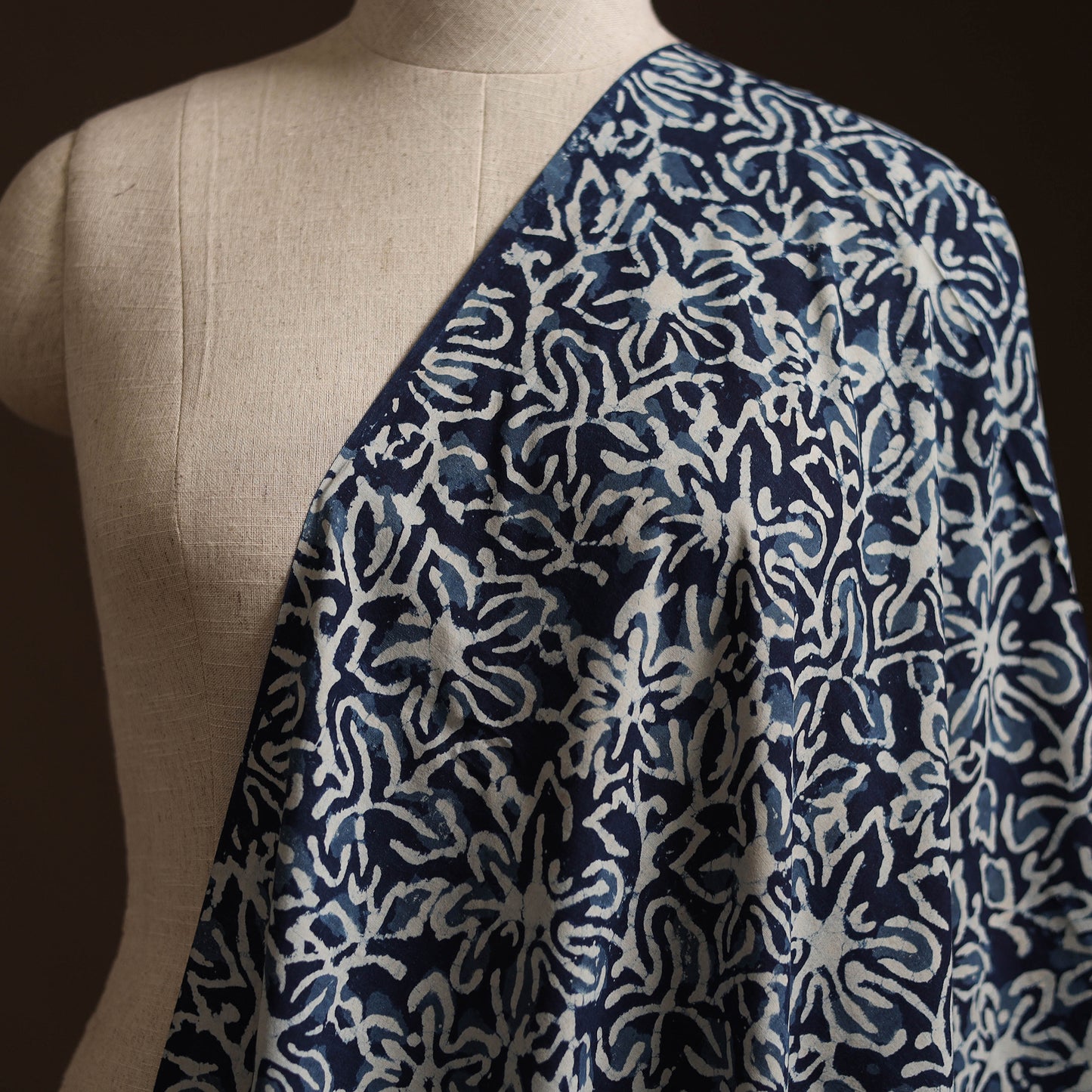 Blue - Bagru Indigo Hand Block Print Natural Dyed Cotton Fabric 03