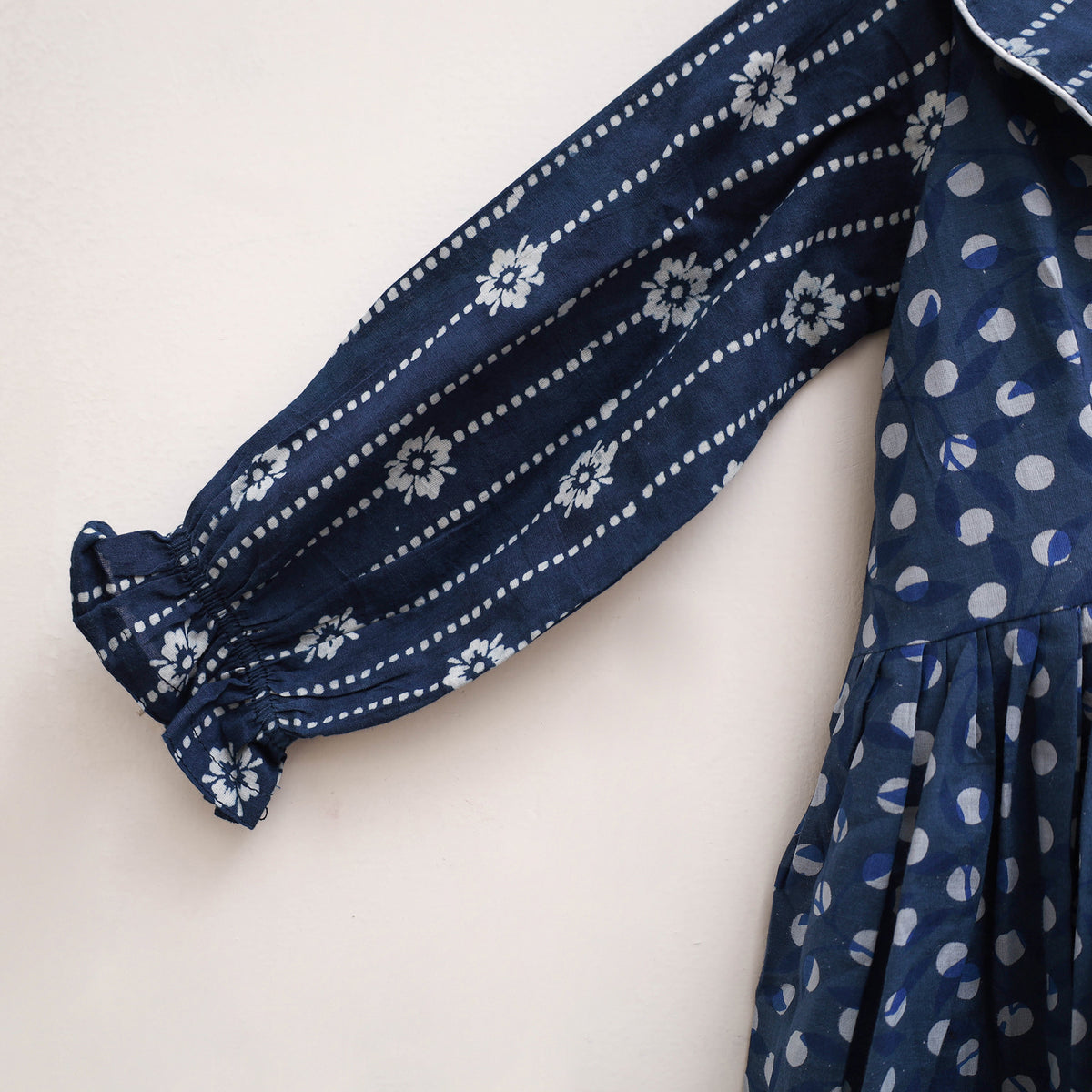 Pure Cotton Girls Frock Dress in Indigo Bagru Block Print (3-4 Years) 47