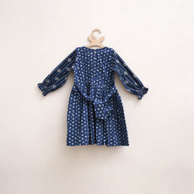 Pure Cotton Girls Frock Dress in Indigo Bagru Block Print (3-4 Years) 47