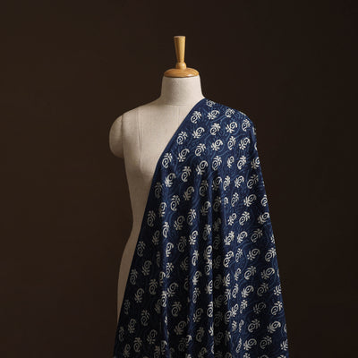 Blue - Bagru Indigo Hand Block Print Natural Dyed Cotton Fabric 04