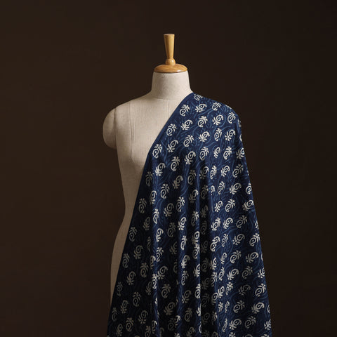 Blue - Bagru Indigo Hand Block Print Natural Dyed Cotton Fabric 04