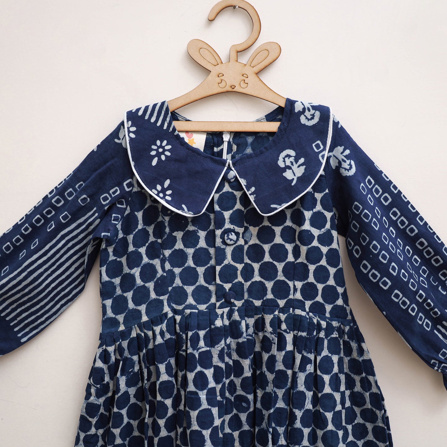 Pure Cotton Girls Frock Dress in Indigo Bagru Block Print (3-4 Years) 48