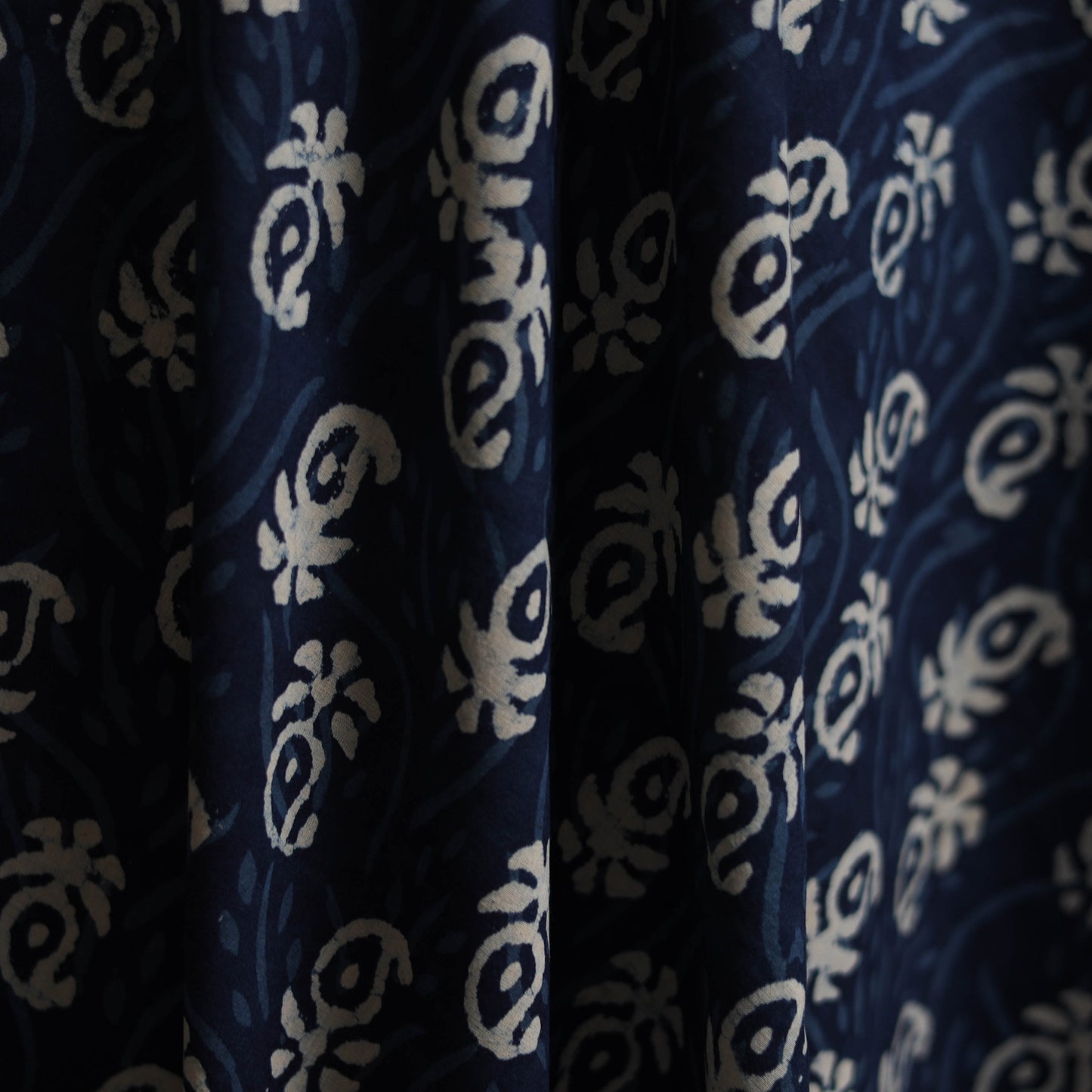 Blue - Bagru Indigo Hand Block Print Natural Dyed Cotton Fabric 04