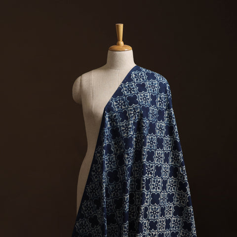 Blue - Bagru Indigo Hand Block Print Natural Dyed Cotton Fabric 05