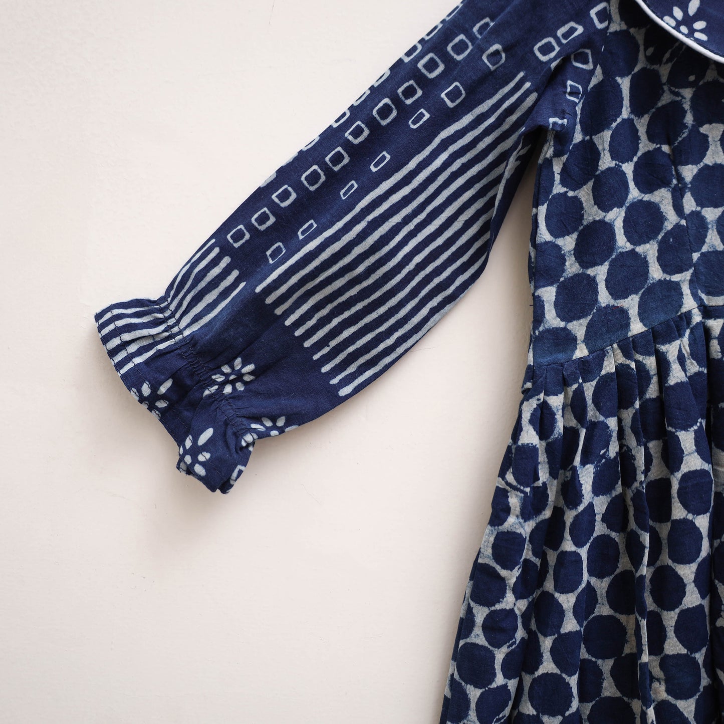 Pure Cotton Girls Frock Dress in Indigo Bagru Block Print (3-4 Years) 48