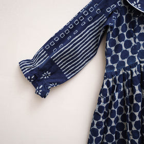 Pure Cotton Girls Frock Dress in Indigo Bagru Block Print (3-4 Years) 48