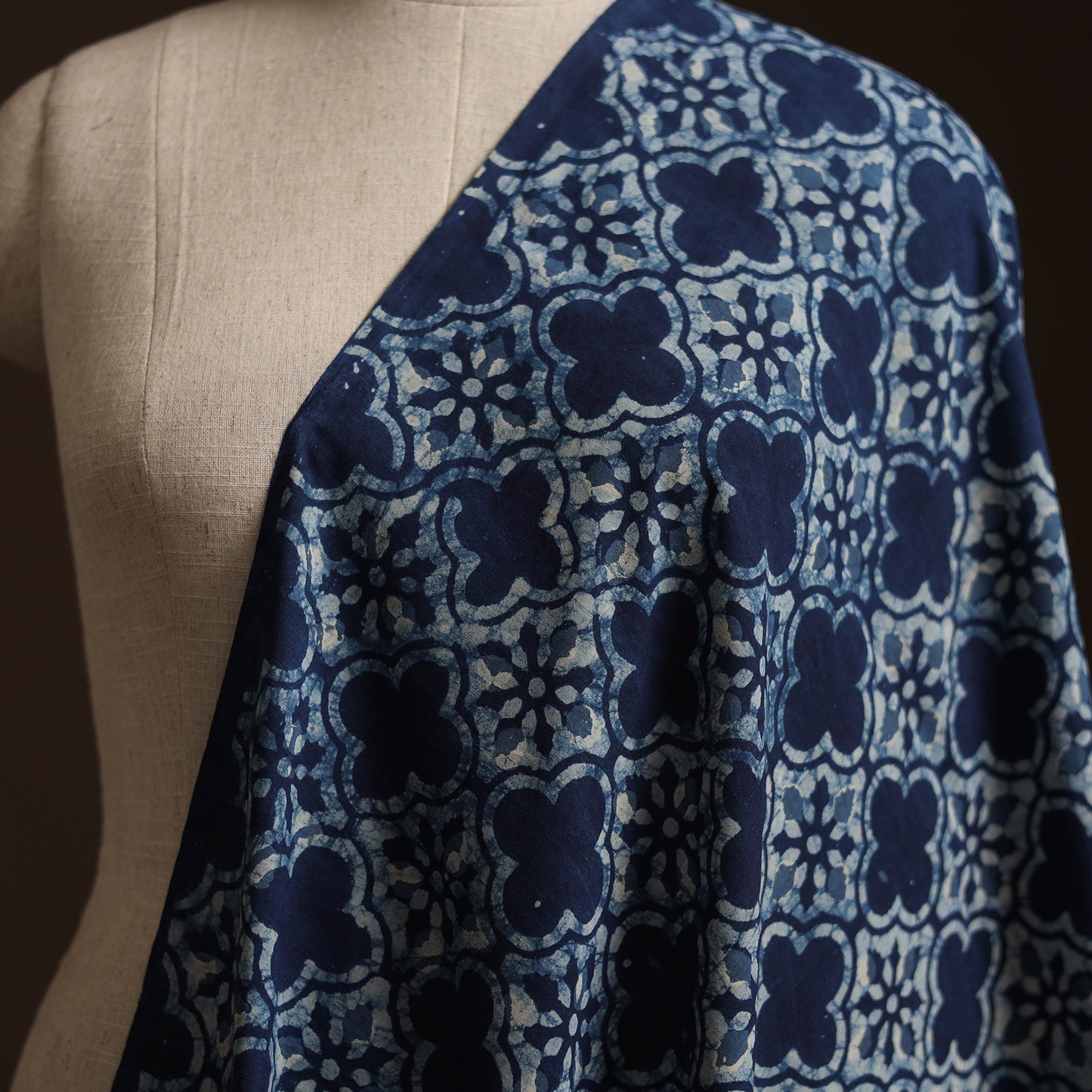 Blue - Bagru Indigo Hand Block Print Natural Dyed Cotton Fabric 05