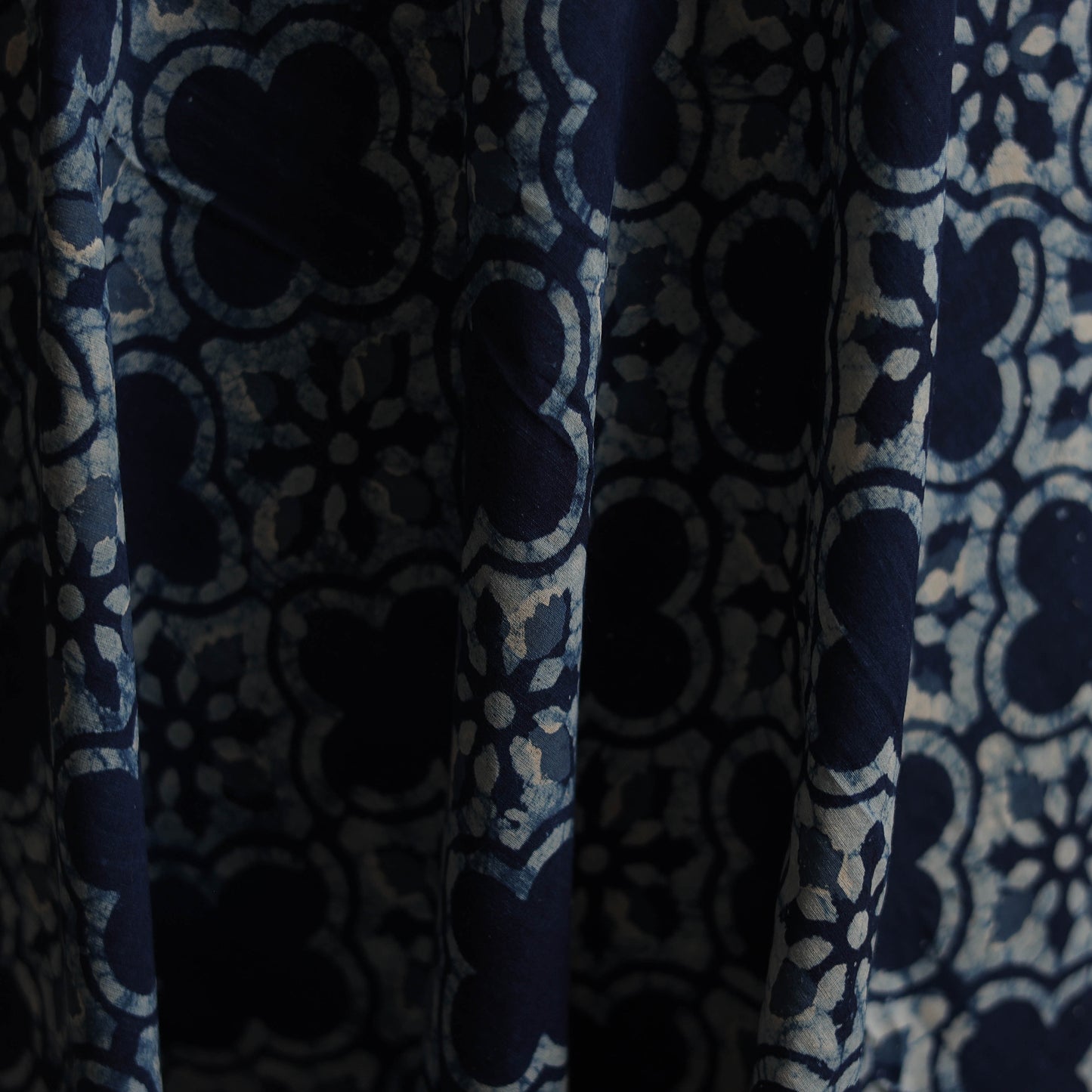 Blue - Bagru Indigo Hand Block Print Natural Dyed Cotton Fabric 05