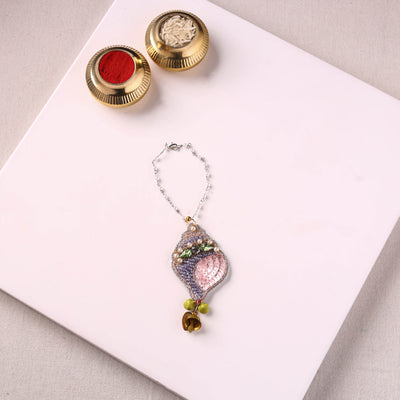 Shell - Handmade Beadwork Lumba Rakhi by Jugni 05