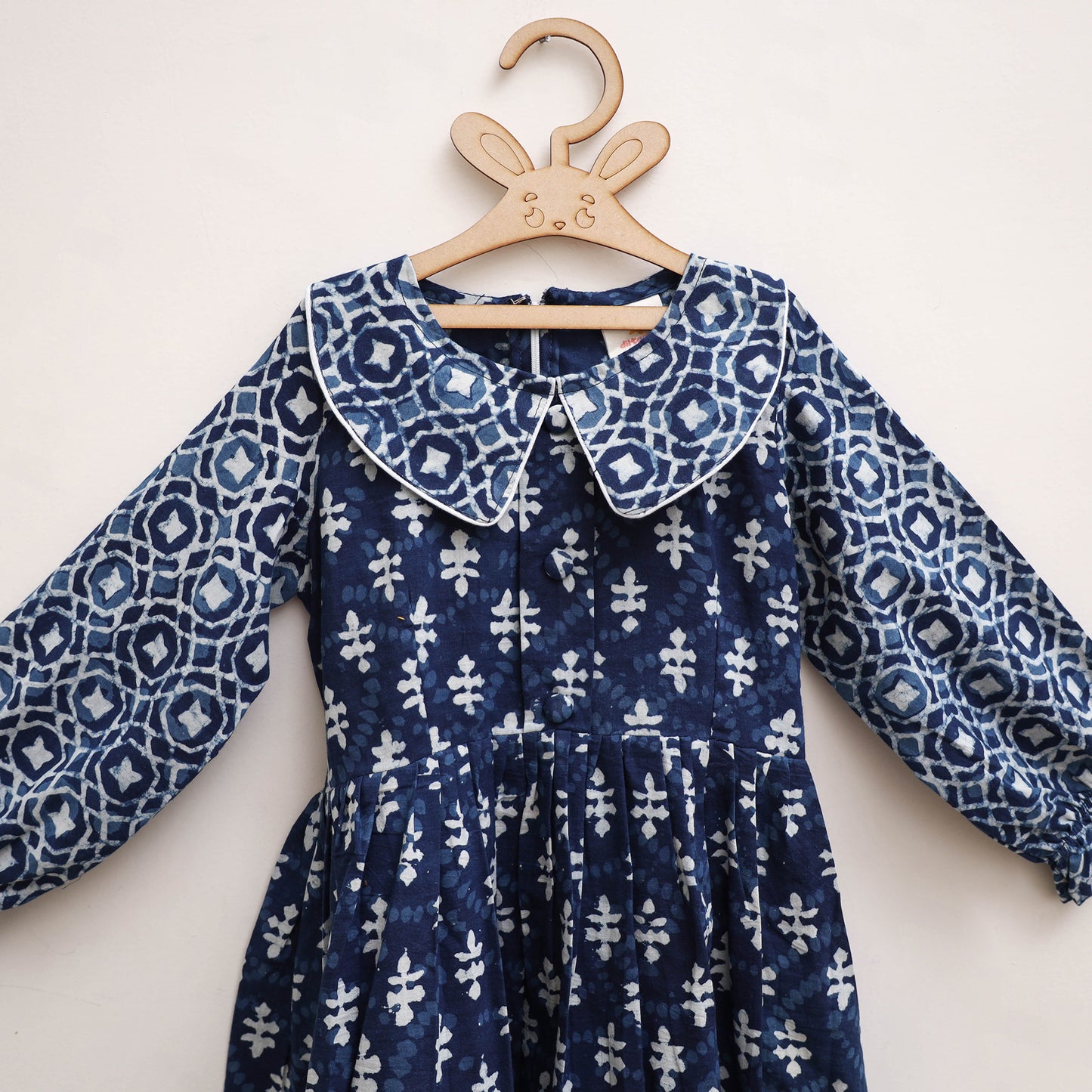Pure Cotton Girls Frock Dress in Indigo Bagru Block Print (3-4 Years) 49