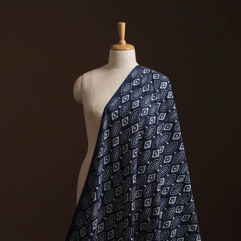 Blue - Bagru Indigo Hand Block Print Natural Dyed Cotton Fabric 06