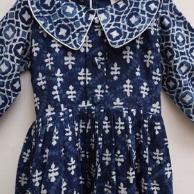 Pure Cotton Girls Frock Dress in Indigo Bagru Block Print (3-4 Years) 49