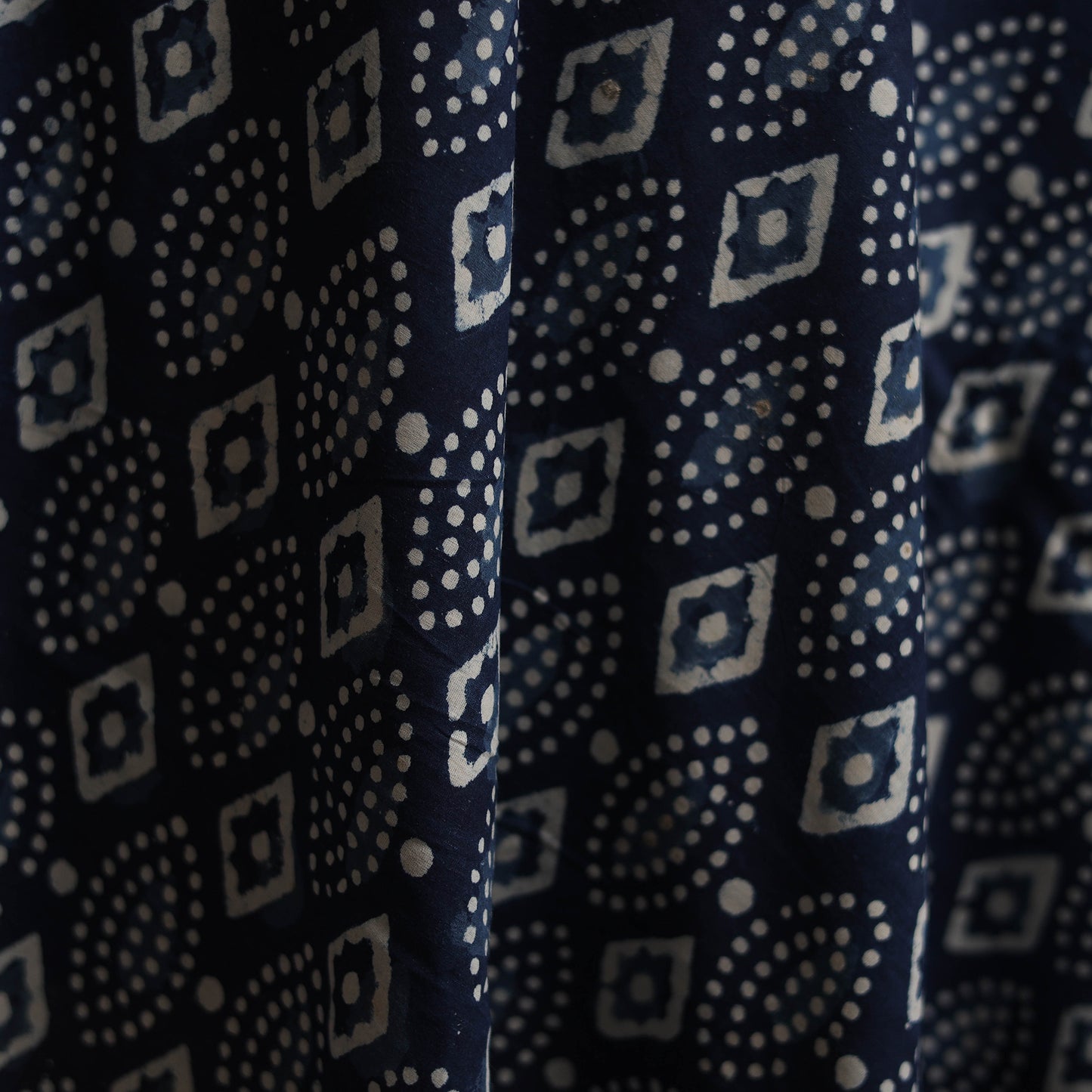 Blue - Bagru Indigo Hand Block Print Natural Dyed Cotton Fabric 06