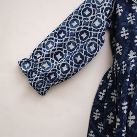 Pure Cotton Girls Frock Dress in Indigo Bagru Block Print (3-4 Years) 49