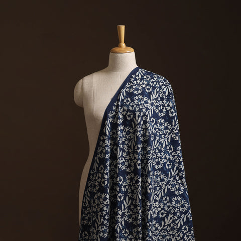 Blue - Bagru Indigo Hand Block Print Natural Dyed Cotton Fabric 07