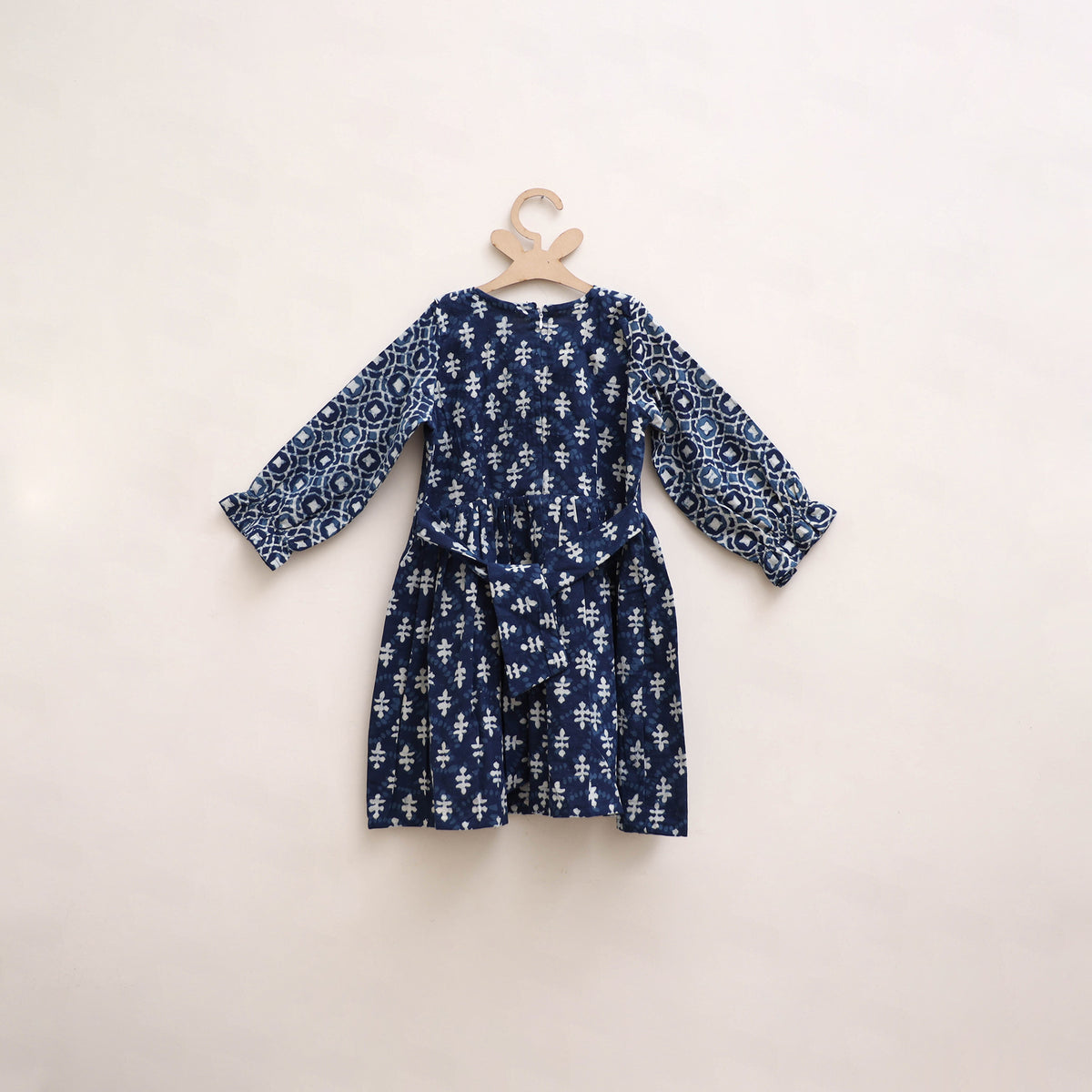 Pure Cotton Girls Frock Dress in Indigo Bagru Block Print (3-4 Years) 49