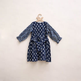 Pure Cotton Girls Frock Dress in Indigo Bagru Block Print (3-4 Years) 49