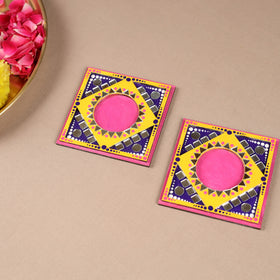 Handpainted Mirror Work Tealight Candle Holder (Set of 2) 13