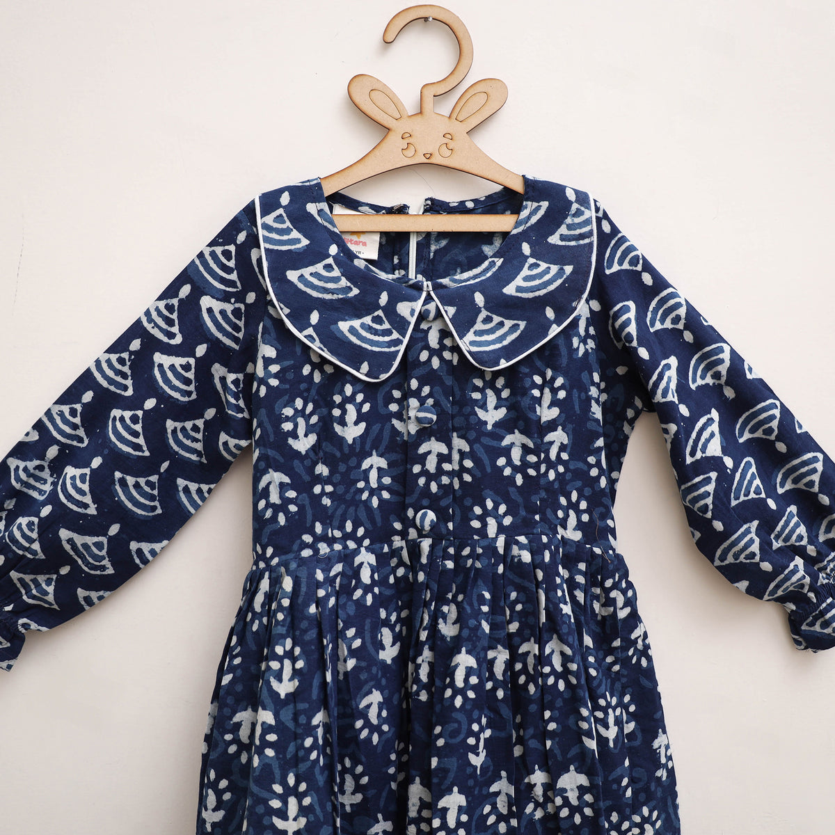 Pure Cotton Girls Frock Dress in Indigo Bagru Block Print (3-4 Years) 50