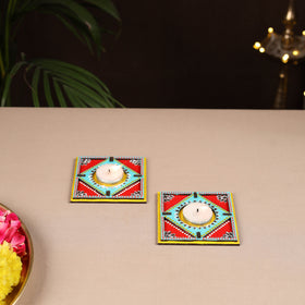 Handpainted Mirror Work Tealight Candle Holder (Set of 2) 14