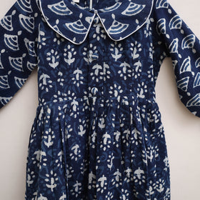 Pure Cotton Girls Frock Dress in Indigo Bagru Block Print (3-4 Years) 50