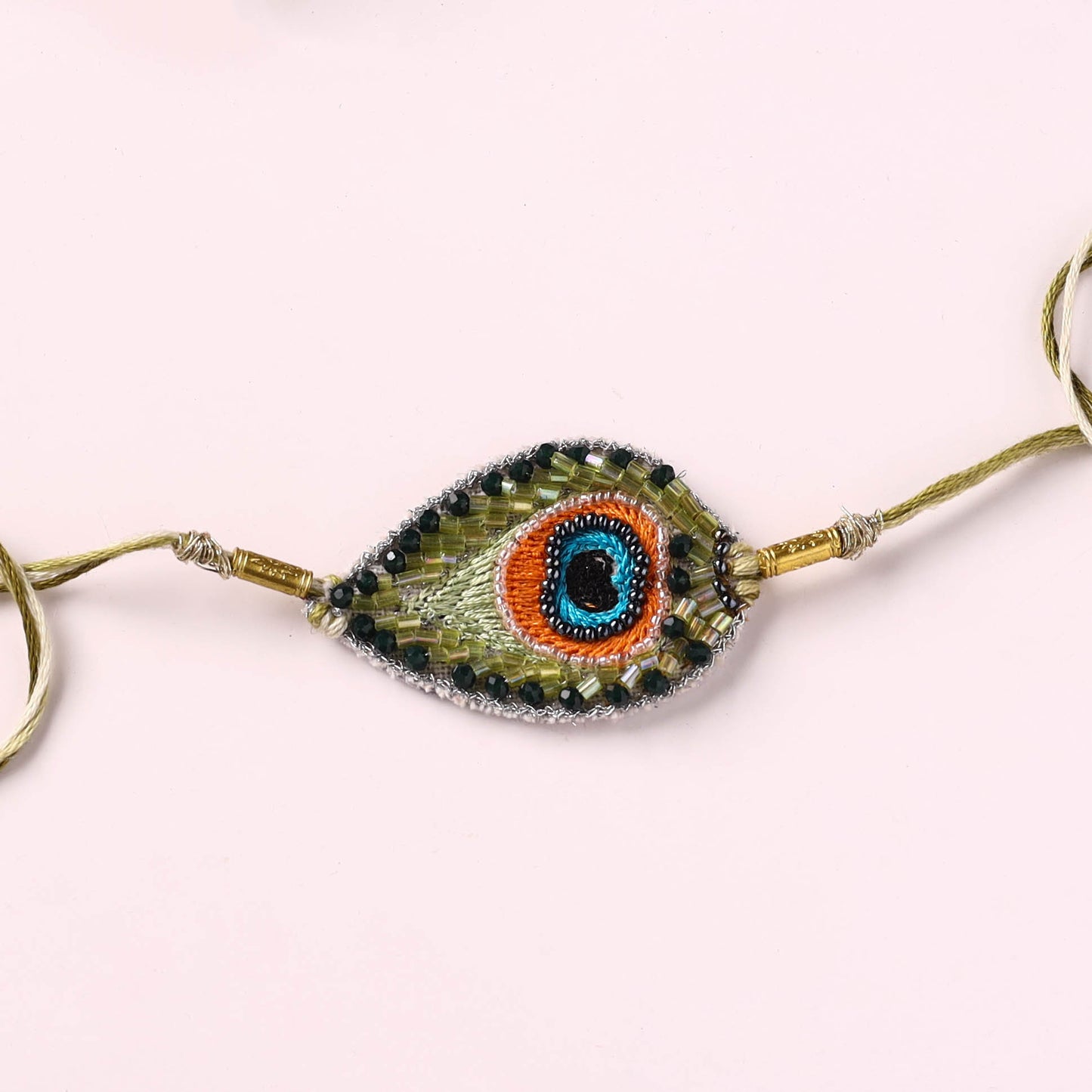 Peacock Feather - Handmade Beadwork Rakhi by Jugni 08
