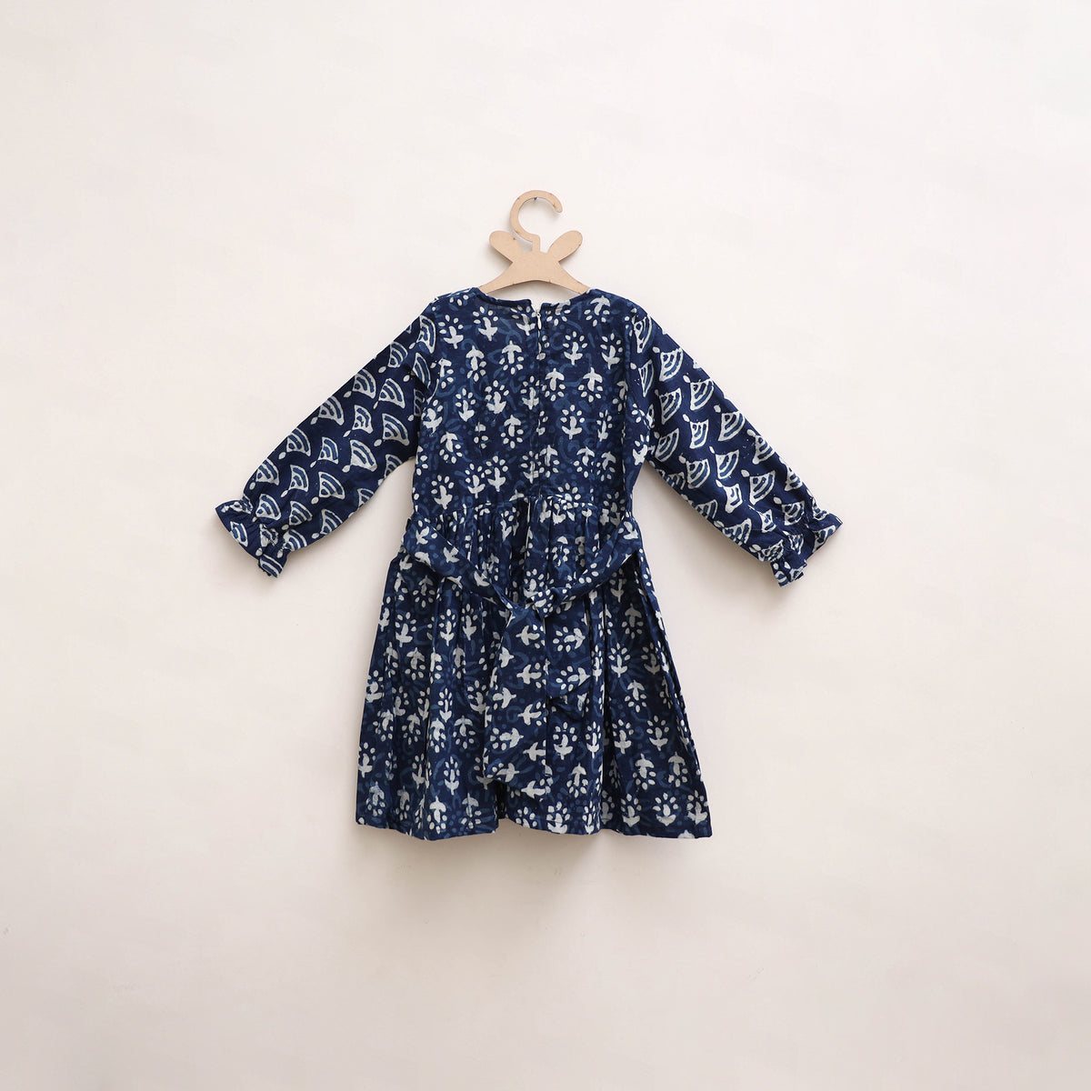 Pure Cotton Girls Frock Dress in Indigo Bagru Block Print (3-4 Years) 50