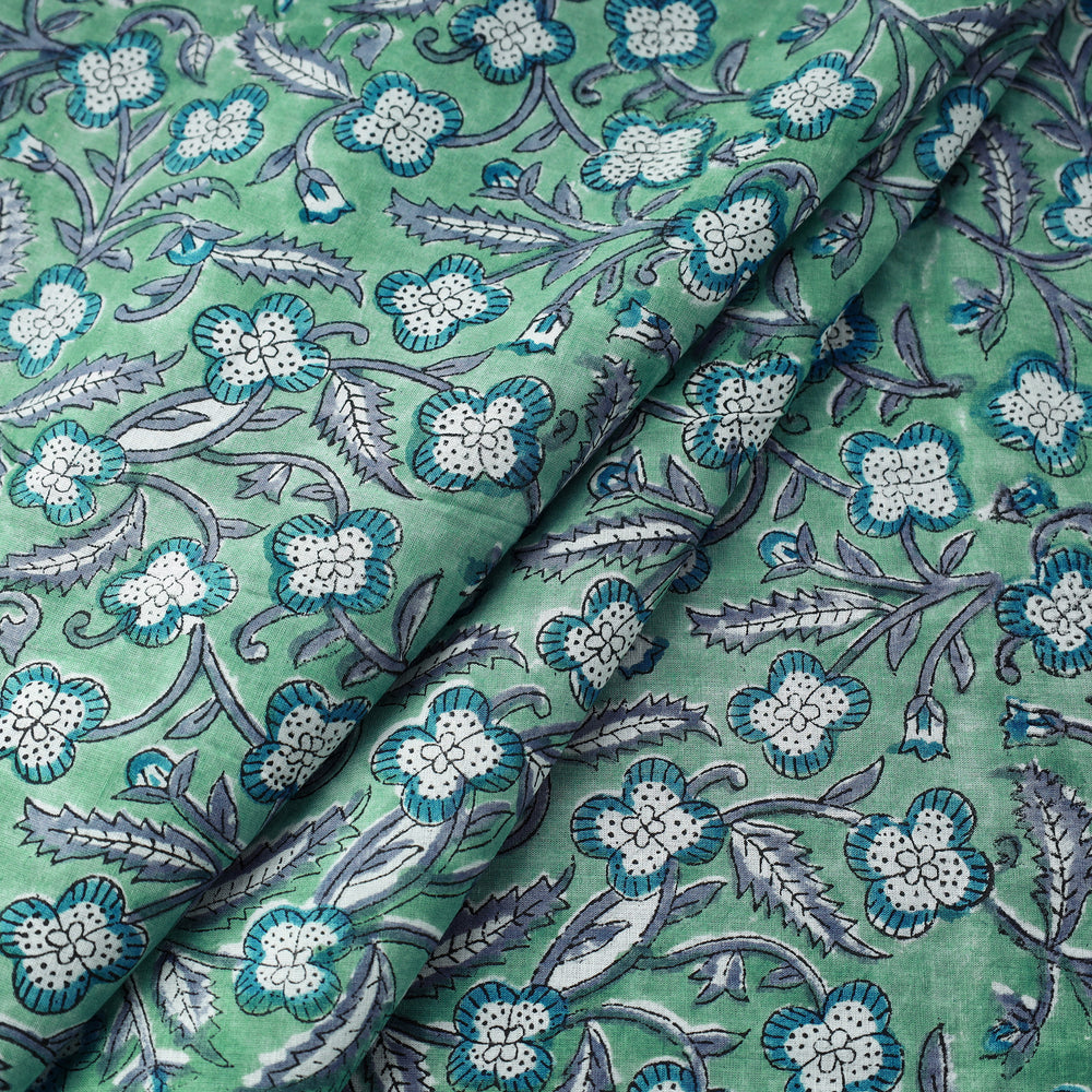 Green - Pure Cotton Sanganeri Print Fabric 01