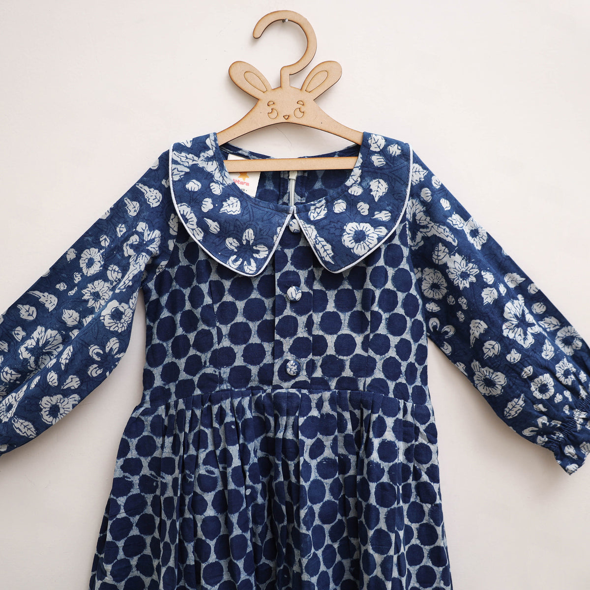 Pure Cotton Girls Frock Dress in Indigo Bagru Block Print (3-4 Years) 51