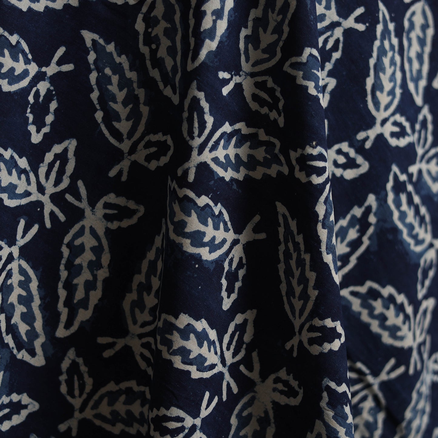 Blue - Bagru Indigo Hand Block Print Natural Dyed Cotton Fabric 09