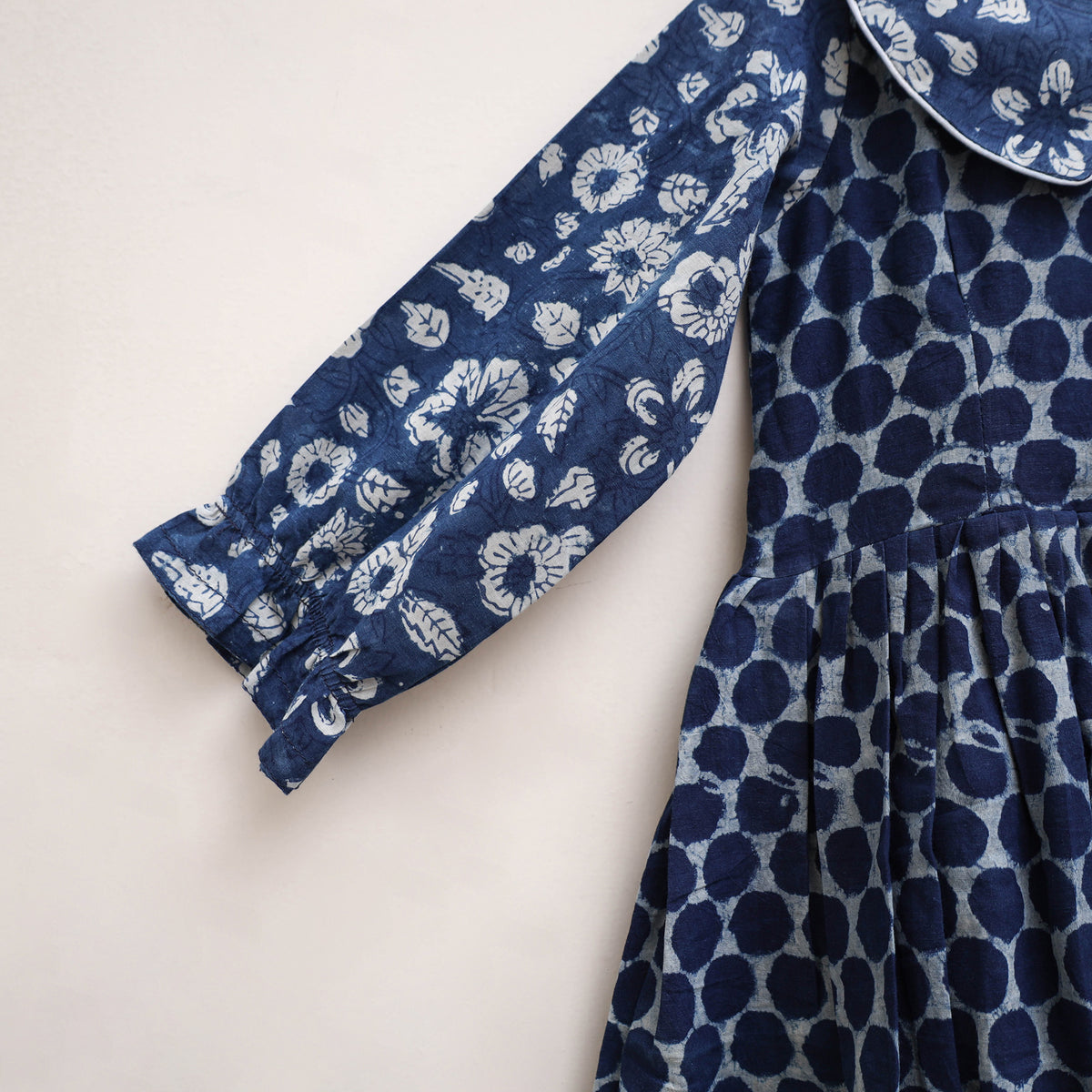 Pure Cotton Girls Frock Dress in Indigo Bagru Block Print (3-4 Years) 51
