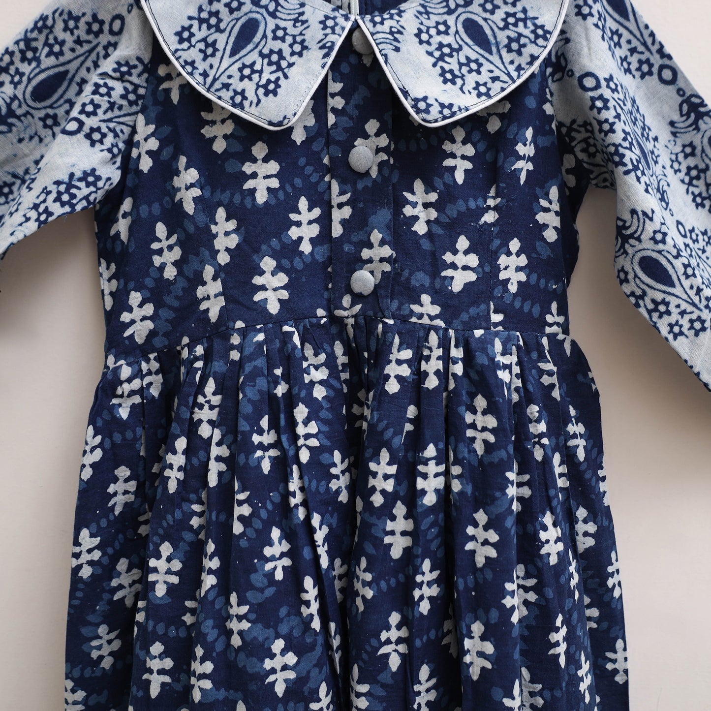 Pure Cotton Girls Frock Dress in Indigo Bagru Block Print (3-4 Years) 52