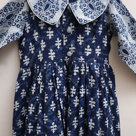 Pure Cotton Girls Frock Dress in Indigo Bagru Block Print (3-4 Years) 52
