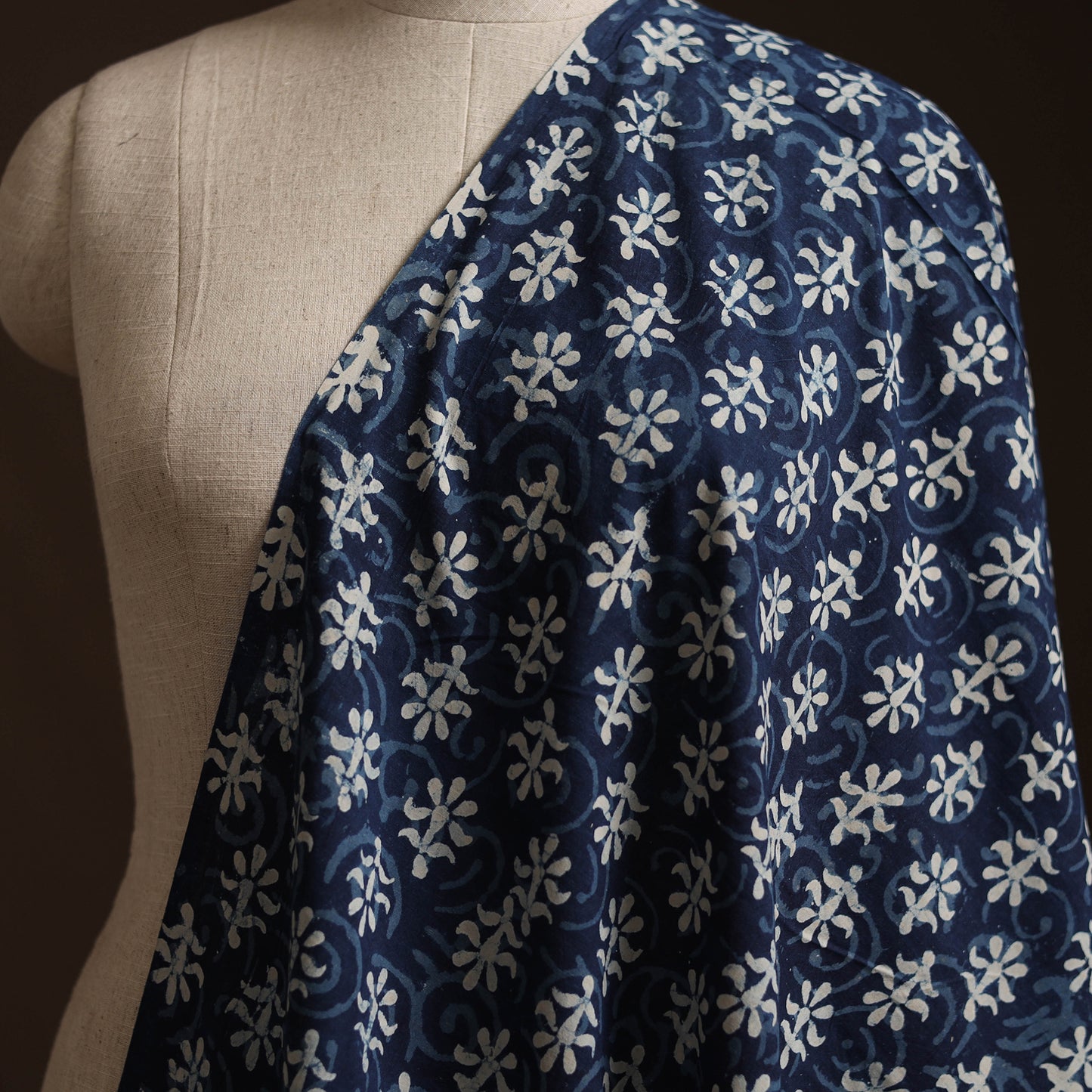 Blue - Bagru Indigo Hand Block Print Natural Dyed Cotton Fabric 11