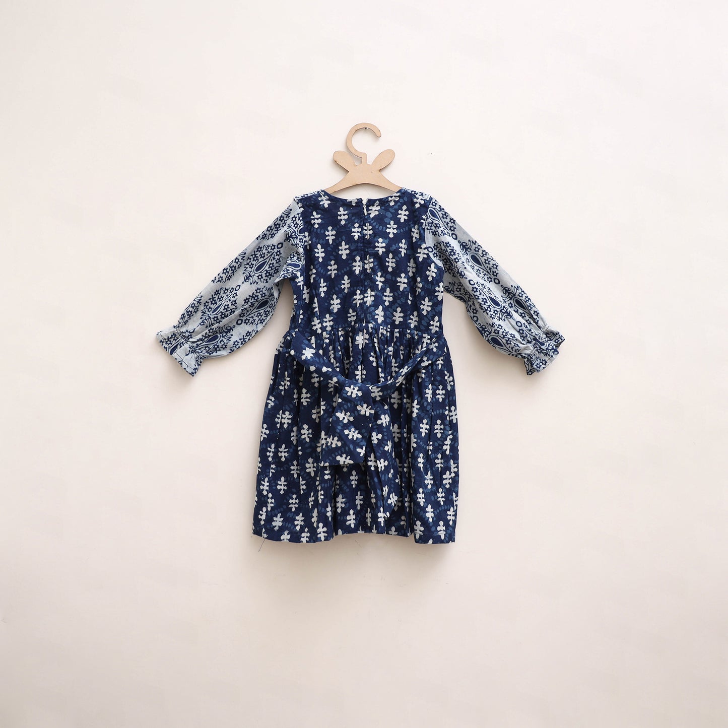 Pure Cotton Girls Frock Dress in Indigo Bagru Block Print (3-4 Years) 52
