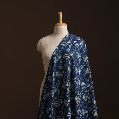 Blue - Bagru Indigo Hand Block Print Natural Dyed Cotton Fabric 12