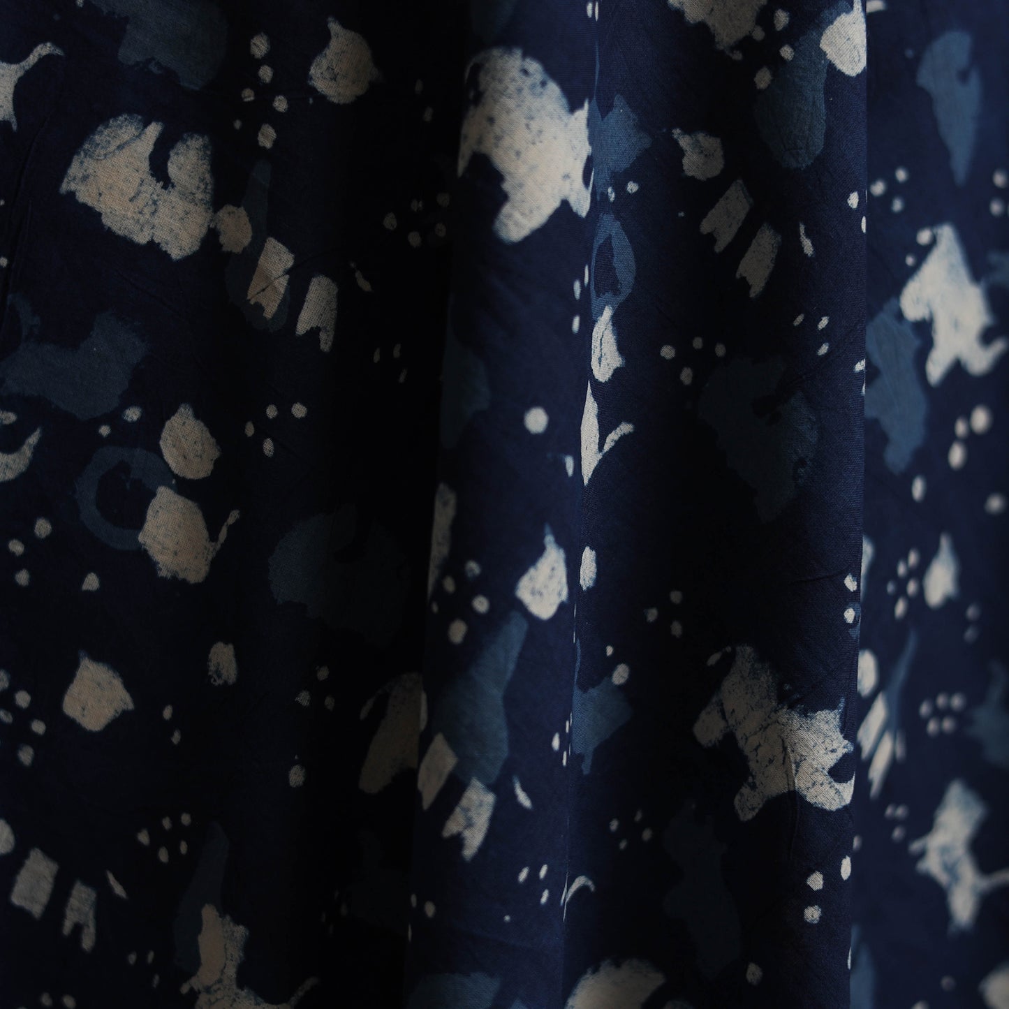 Blue - Bagru Indigo Hand Block Print Natural Dyed Cotton Fabric 13