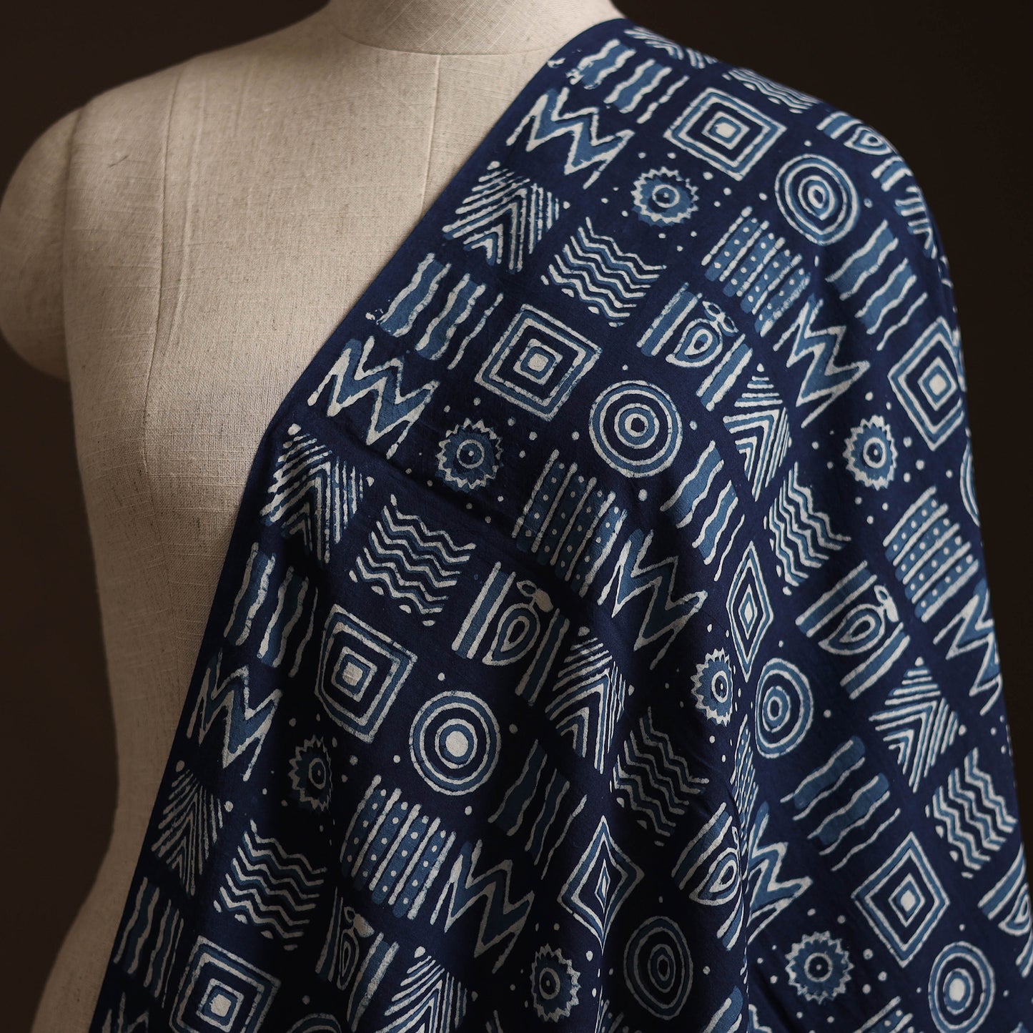 Blue - Bagru Indigo Hand Block Print Natural Dyed Cotton Fabric 15