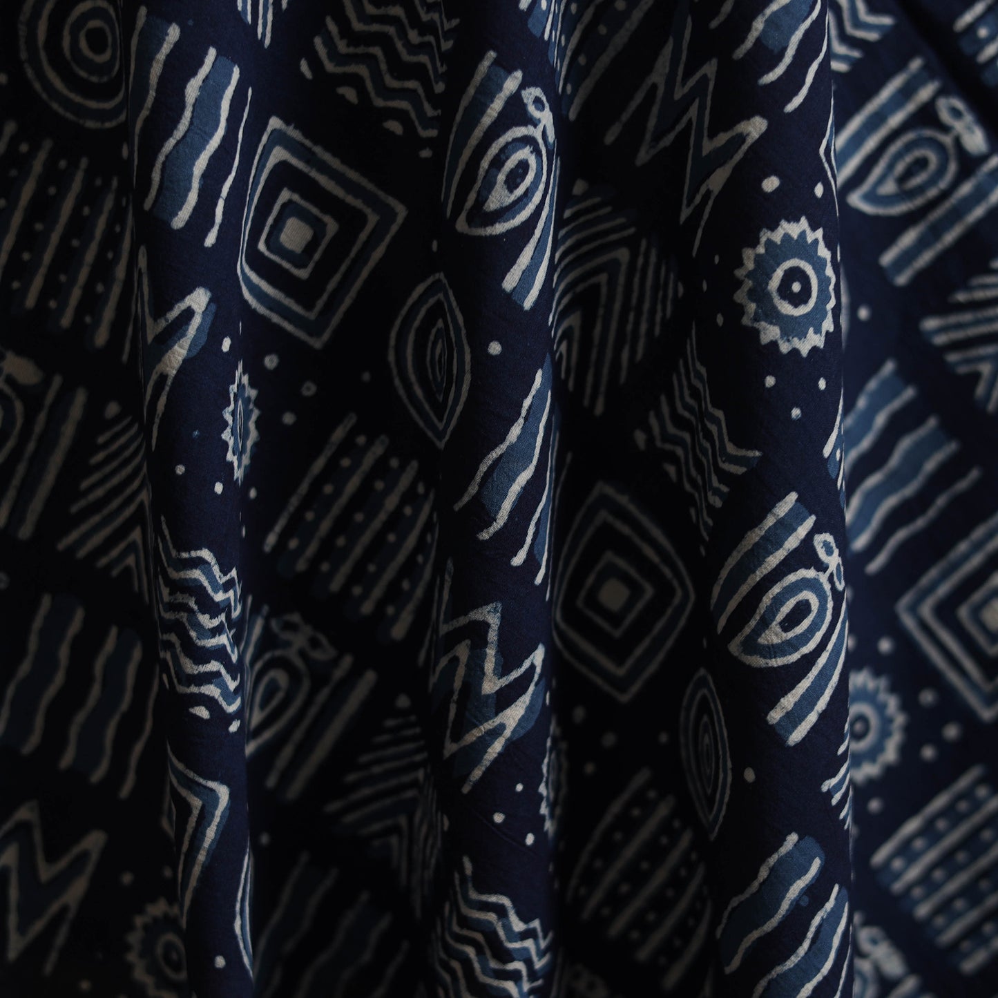 Blue - Bagru Indigo Hand Block Print Natural Dyed Cotton Fabric 15