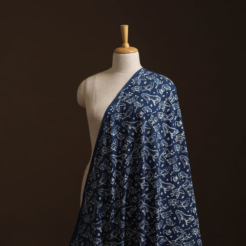 Blue - Bagru Indigo Hand Block Print Natural Dyed Cotton Fabric 16
