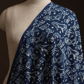 Blue - Bagru Indigo Hand Block Print Natural Dyed Cotton Fabric 16