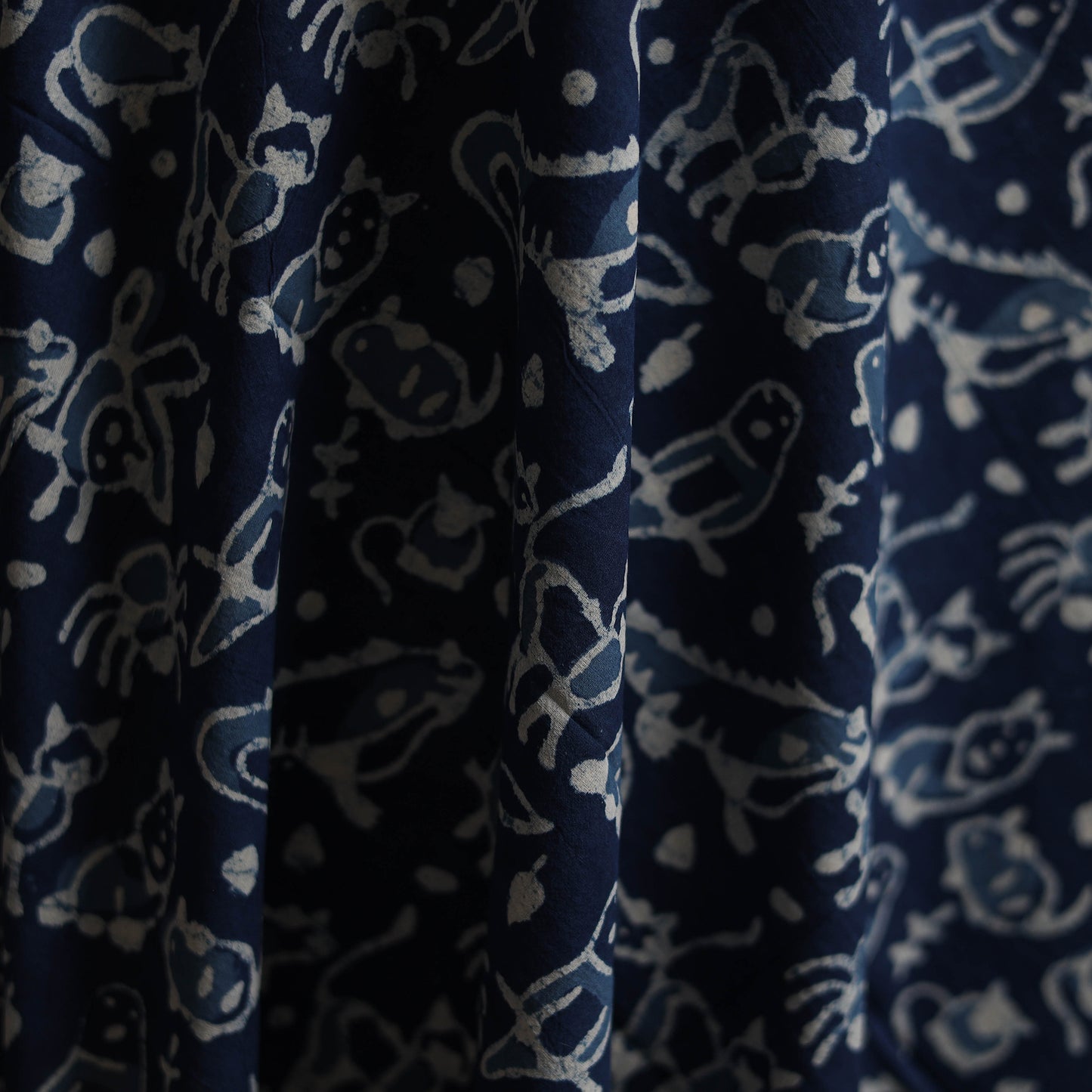 Blue - Bagru Indigo Hand Block Print Natural Dyed Cotton Fabric 16