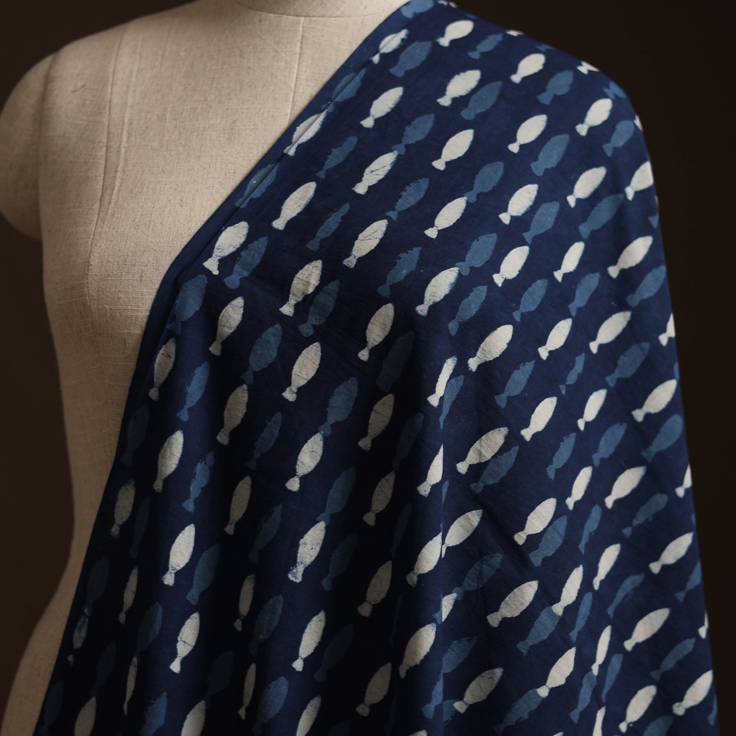 Blue - Bagru Indigo Hand Block Print Natural Dyed Cotton Fabric 17
