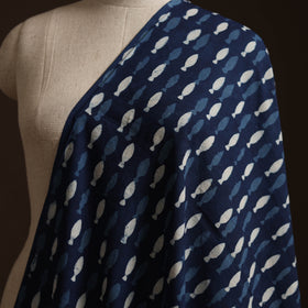 Blue - Bagru Indigo Hand Block Print Natural Dyed Cotton Fabric 17