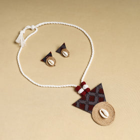 Multicolor - handmade jute fabart necklace set 06
