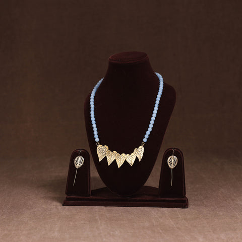 Blue - Handmade Beads Tribal Dokra Necklace Set 23