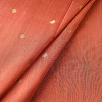 Orange - Polka Dot Zari Buti Spun Dupion Viscose Silk Plain Fabric 01