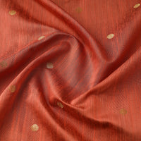 Orange - Polka Dot Zari Buti Spun Dupion Viscose Silk Plain Fabric 01