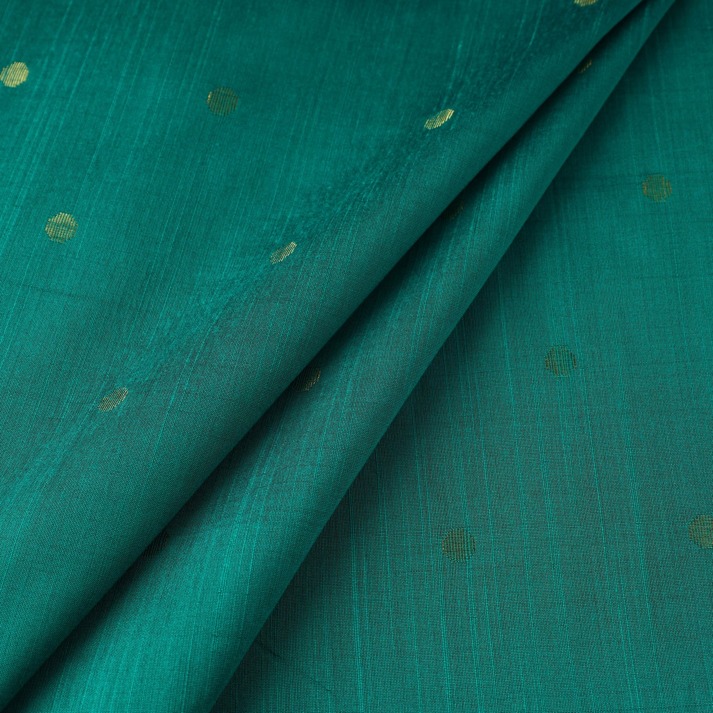 Green - Polka Dot Zari Buti Spun Dupion Viscose Silk Plain Fabric 03